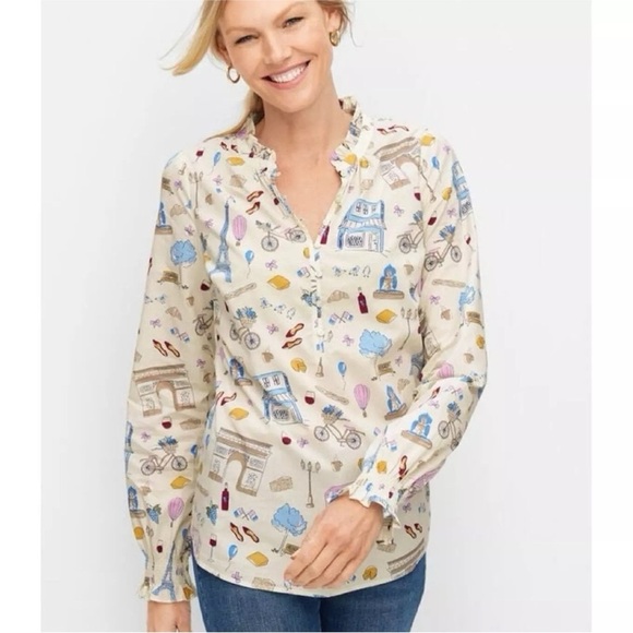 Talbots Cream Multicolor Printed Blouse - Picture 1 of 7